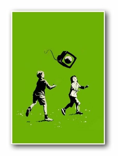 Banksy kids play canvas - at,